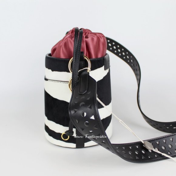 NEW STELLA MCCARTNEY Velvet Bucket Bag | Zebra Print Street Style Icon - Picture 11 of 16